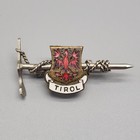 Vtg 50s Tirol Hat Pin Pick Axe Red Eagle Coat Of Arms Tyrol Austria Oktoberfest