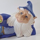 Vintage Handpainted Ceramic Reading Garden Gnome Dwarf 9  - Free Shipping 