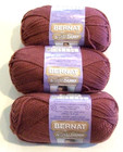 Lot Of 3 Skeins Dark Antique Rose Yarn By Bernat Softee Chunky - New   126 