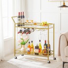 Hoobro Bar Cart For The Home 2-tier Kitchen Cart With Wine Rack Serving Cart 