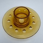 Very Unique Yellow Amber Hand Blown Glass Flower Frog Frog With Ground Lip 10    W
