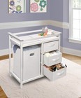 Baby Changing Table White Laundry Hamper 3 Drawers Safety Belt Badger Basket