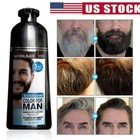 Permanent Men Beard Hair Color Dye Tint Moustache Black Darkening Shampoo 200ml