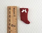 Dollhouse Miniature Christmas Stocking Red With White Bow Handmade 1 12 Scale