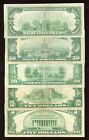 1929 National Bank Notes Set Federal Reserve N y   10  20  50  100 Brown Seal
