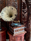 Antique Working Columbia Grafonola Wind Up Phonograph Record Player With Horn