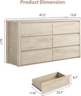 6 Drawer Dresser For Bedroom  Wood Chest Of Drawers Handle Free  Large Modern Dr