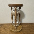 Vintage Hourglass Sand Timer Wood glass 9 25 Inch Tall