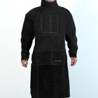 Welding Apron Leather With Sleeve 6 Pockets Heat Resistant Cowhide Brown