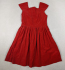 Kate Greenaway Vintage Girls A-line Dress Size 10 Red Velvet