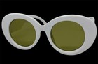 Classic Funky Vintage Retro Style Sunglasses Thick Round White Frame Green Lens