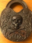 Antique Skeletons Skull Industrial Vintage Original Padlock Without Keys Used