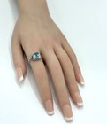Peacock 925 Sterling Silver Ring Antique Style Simulated Aquamarine         1327