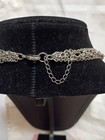 Blue Beaded Layered Cable Chain Necklace Silver Tone Adjustable Lobster Clasp
