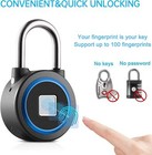 Fingerprint Padlock  Bluetooth Lock  Mobile App  Smart Padlock  Waterproof  Blue