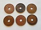 Lot Of 6 Palestine British Mandate Coins Israel 20 Mil 1942 Km5 Ww2 Bronze Issue