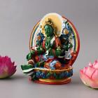 Feng Shui Tibetan Buddhism Statue Green Tara Buddha Semicircle Hand-painted
