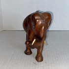 Vintage Hand Carved 6  Elephant Wooden Dark Sculpture Figurine Detail Statue