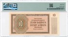 Bohemia   Moravia   10 Korun 1942   P8bs   Pmg Unc 64   Neplatne    S 06nb