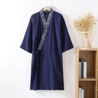 Men Japanese Kimono Pajamas Retro Yukata Thin Bath Robe Cotton Sleep Loungewear
