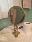 Vintage Brass Matson Gold Ormolu Bird   Dogwood Swivel Vanity Mirror 11  signed 