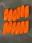 Art Deco Orange Bakelite Hand Carved Fancy Facet Big Sewing Buttons Coat 2 Holes
