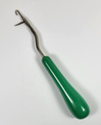 Vintage Bent Latch Hook Tool Germany Made Rug Crochet Needle Craft Green Plastic