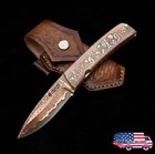 Luxury Copper Damascus Folding Knife   handmade Cu Mai Pocket Knife Edc Gift