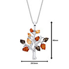 Sterling Silver Natural Baltic Amber Tree Of Life Necklace Ladies Pendant Chain