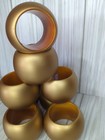 8 Vintage Audrey Lucite Acrylic Napkin Ring Holders Rounded Gold Mid Century