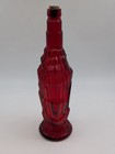 Red Embossed Glass Decorative Bottle  With Cork Stopper 13 