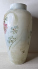 Antique Victorian  Milk Glass Hand Painted Vase Floral 12  Excellent Beautiful