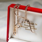 Antique 14k Yellow Gold Curb Pocket Albert Watch Chain T-bar Dog Clip 21 5  21g