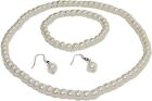 Kids Girls Set 2 Cream Faux Pearl Girls Necklace Earrings And Bracelet Set