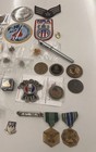 Junk Drawer Vintage Lot 65  Pieces Military police fbi awards tokens plus