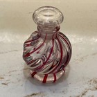 Antique Cranberry Red Swirl Art Glass Perfume Bottle   Stopper  Art Deco Era 