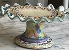 Vintage   Retired Mackenzie Childs Taylor Fluted Pedestal Cake Stand