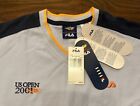 New Mens Fila Us Open 2001 Blue V-neck Shirt Performa Tennis Nwt Large