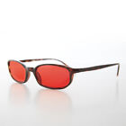 Small Tortoiseshell Rectangle Red Lens Vintage Sunglasses - Bard 