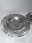 Vintage Mid Century Hammered Aluminum Tray Flowers Hand Finished Plate And Bowl