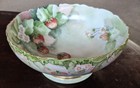 Antique C1907 T v Limoges Hand Painted Footed Fruit Bowl Strawberries 9 1 2 