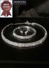 Jewelry Set Swarovski Elements Two Tiers Choker Tennis Bracelet Stud Earrings