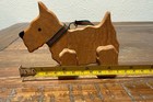 Wood Scottish Terrier Dog Ornament Figurine With Ribbon Hanger And Collar