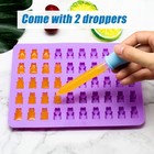 Gummy Bear Candy Molds Silicone  Non-stick Gummy Molds With 2 Droppers