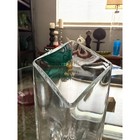 Clear Glass Vase With Slanted Rim  Sculptural Modern Decor 8 