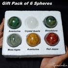 6 Pcs Set Natural Multi Color Crystal Healing Mineral Gemstones Spheres ball Lot