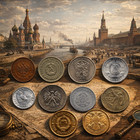 Cold War Russia Currency  Deluxe Boxed Collection 10 Coins   12 Soviet Stamps