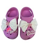Crocs Classic Clog Kids C12 Pink Barbie Shoe Charms White Bows Girls