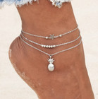 Pineapple Star Pendant Anklet - Summer Fashion Jewelry - Gold Or Silver Tone 