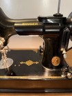 1936 Singer 221 Featherweight Sewing Machine Egyptian Scroll Facepl Carring Case